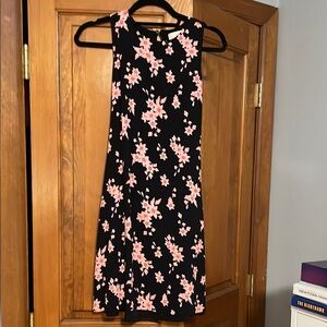 Women’s Loft Black and Pink Sleeveless Midi Dress